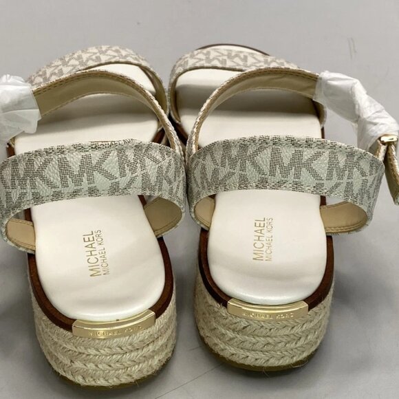 NEW MICHAEL KORS Richie Signature Logo Espadrille Sandals Vanilla Size 9.5W - Picture 6 of 8